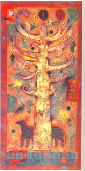 Parthan, Baiju (Artist). Time Measured By The Forest We Have Eaten (Seed & The Tree). Acrylic on canvas, 1994 | Painting  | 00878376