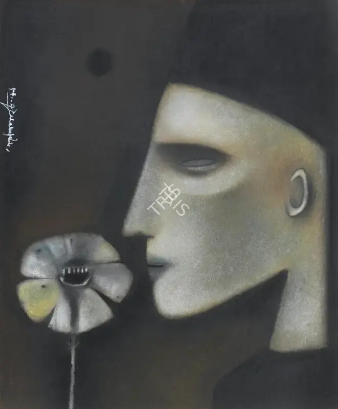 Pyne, Ganesh (Artist). Untitled (Figure and Flower), n.d. | Painting