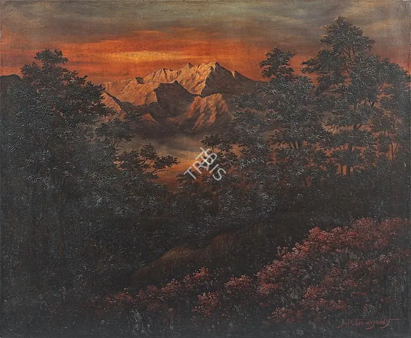 Gangooly, J.P. (Artist). Himalayan Valley. Oil on Canvas, n.d. | Painting | FineArts | 00417969