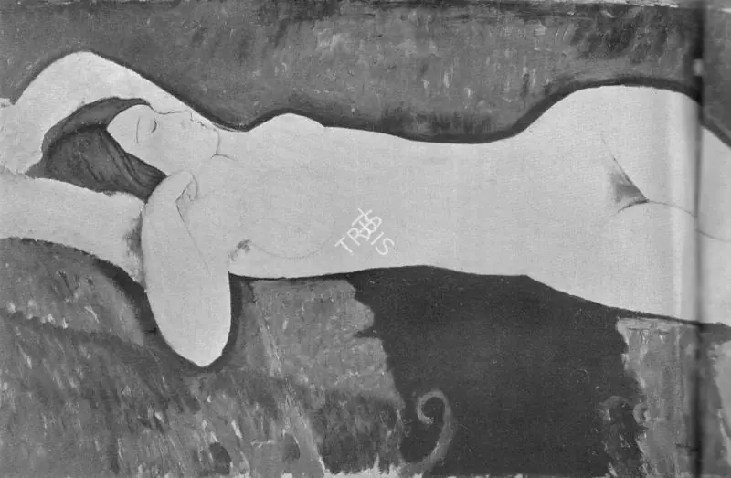 Modigliani, Amedeo (Artist). Reclining Nude. Oil on canvas, 1919 | Lalit Kala Contemporary, September 1967-April 1968 | Painting | FineArts | 00535010