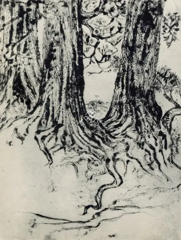 Bose, Nandalal (Artist). A Study of Tree. Dry-point, n.d. | Marg, March 1983 | Drawing | FineArts | 00674995