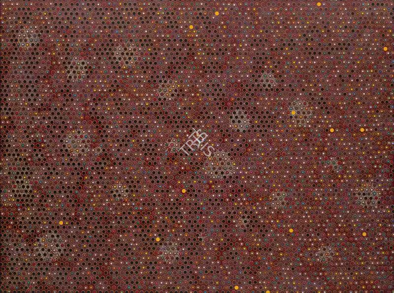 Kher, Bharti (Artist). A Love Letter. Bindis on painted board, 2009 | Collage  | 00867530