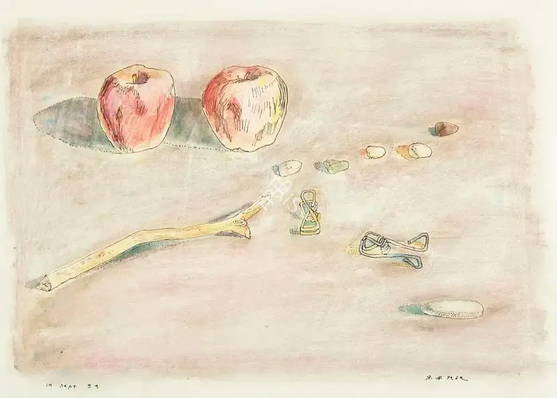 Barwe, Prabhakar (Artist). Two Apples, 1989 | Drawing