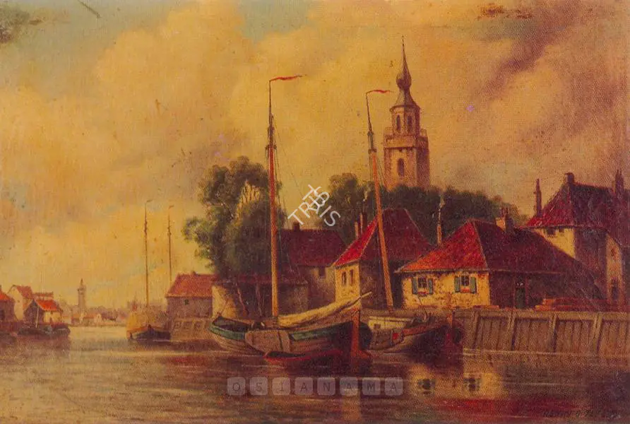 Ilford, Henry G. (Artist). A Dutch Town Canal Scene. Oil on canvas, n.d. | Painting | FineArts | 00599390