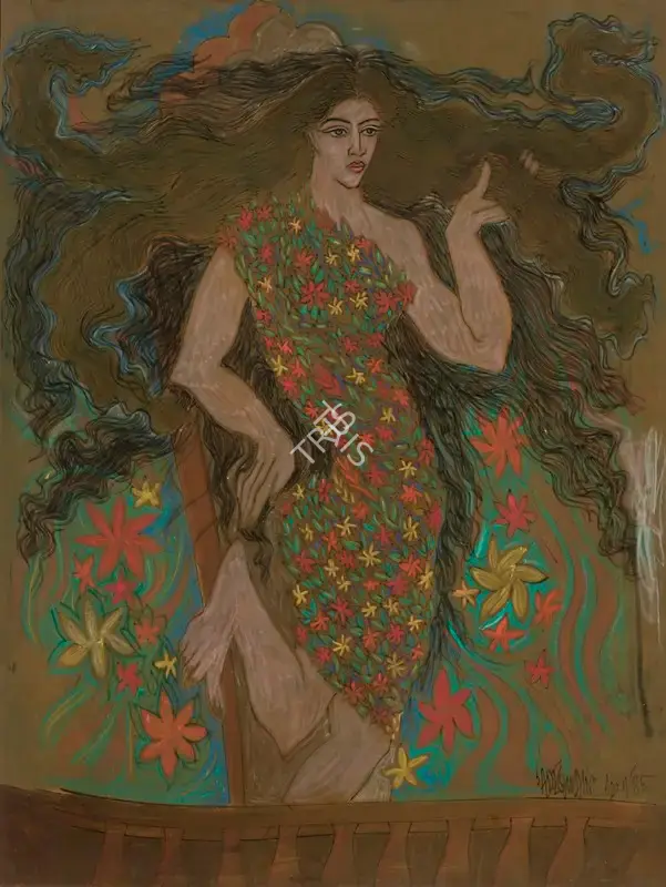 Sadequain (Artist). Untitled (Sprig is Her Attire), 1985 | Painting