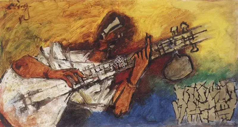Husain, M.F. (Artist). Sitar Player, n.d. | Painting