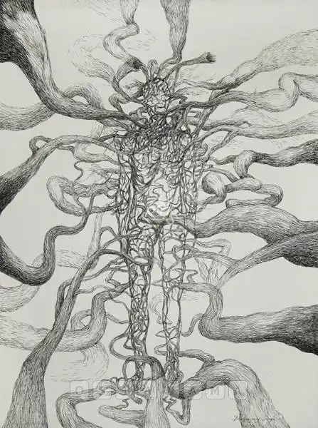 Singh, Dhananjay (Artist). Transformation. Pen and ink on paper, 2007 | Drawing | FineArts | 00756943