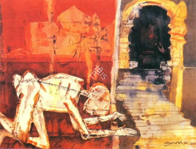 Ray, Shyamal Dutta (Artist). Worshipper - 1, 2001 | Painting