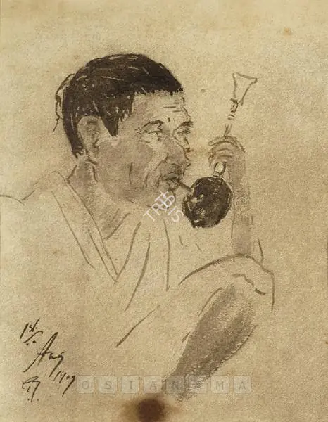 Tagore, Gaganendranath (Artist). Man With Hookah. Lithograph, 1909 | Graphic Art | FineArts | 00575727