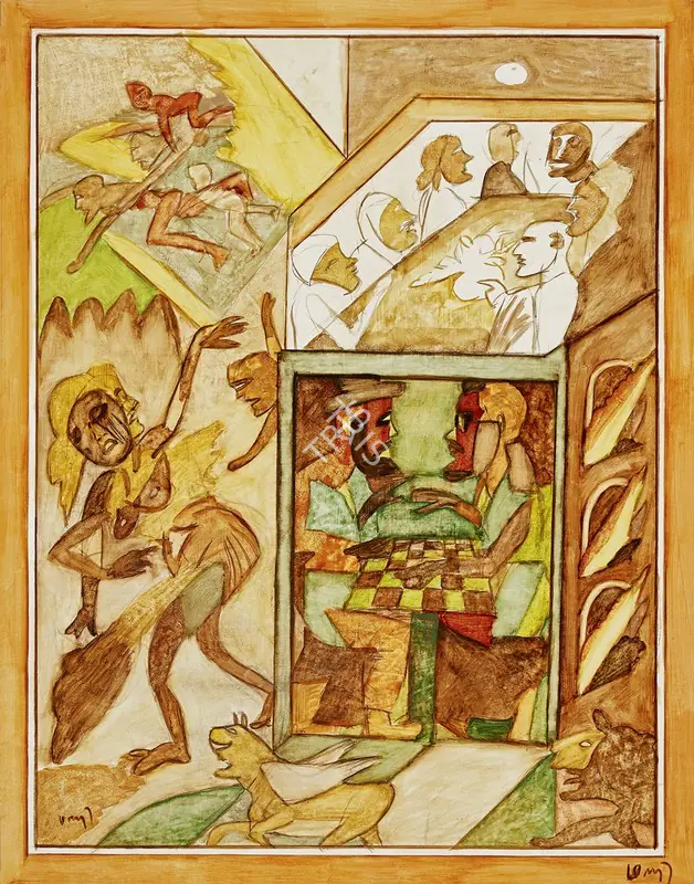 Subramanyan, K.G. (Artist). Satransh Ki Khiladi, 1990 | Painting