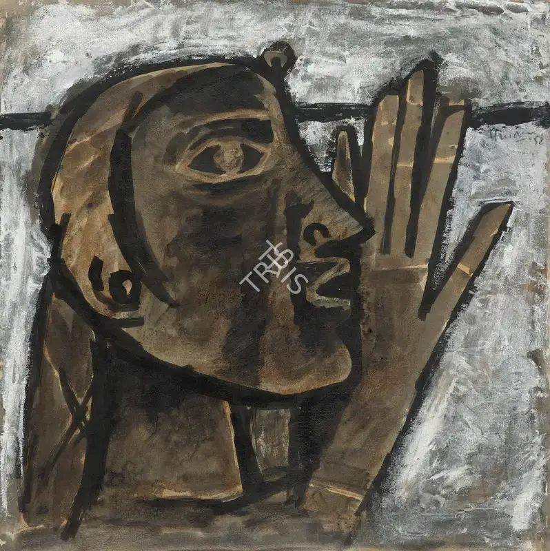 Husain, M.F. (Artist). Untitled (Head of a Girl), 1958 | Painting