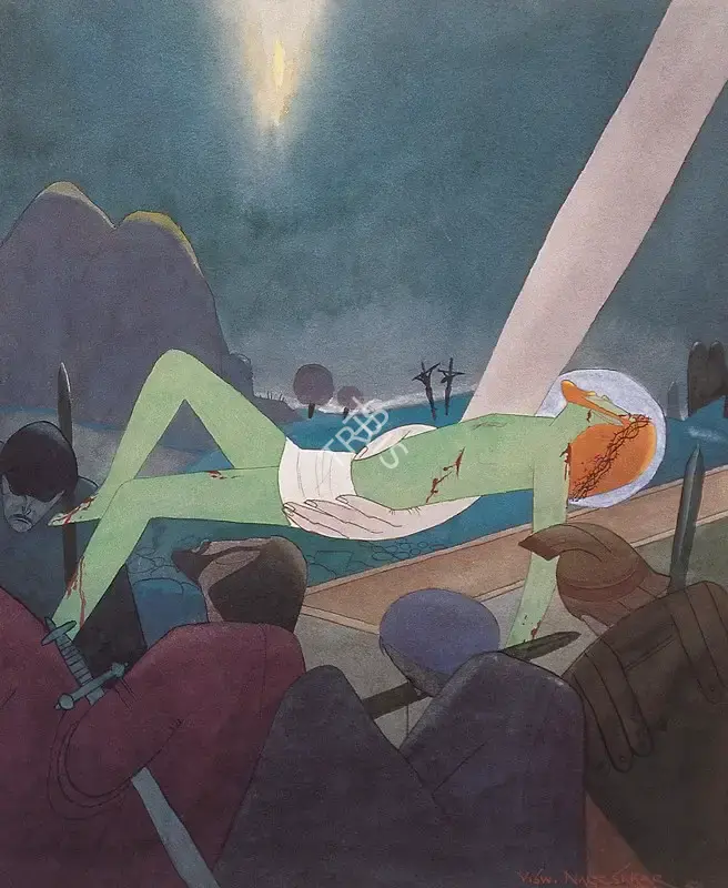 Nageshkar, Vishwanath (Artist). Divine Light. Watercolour on paper, 1950 | Painting | FineArts | 00574540