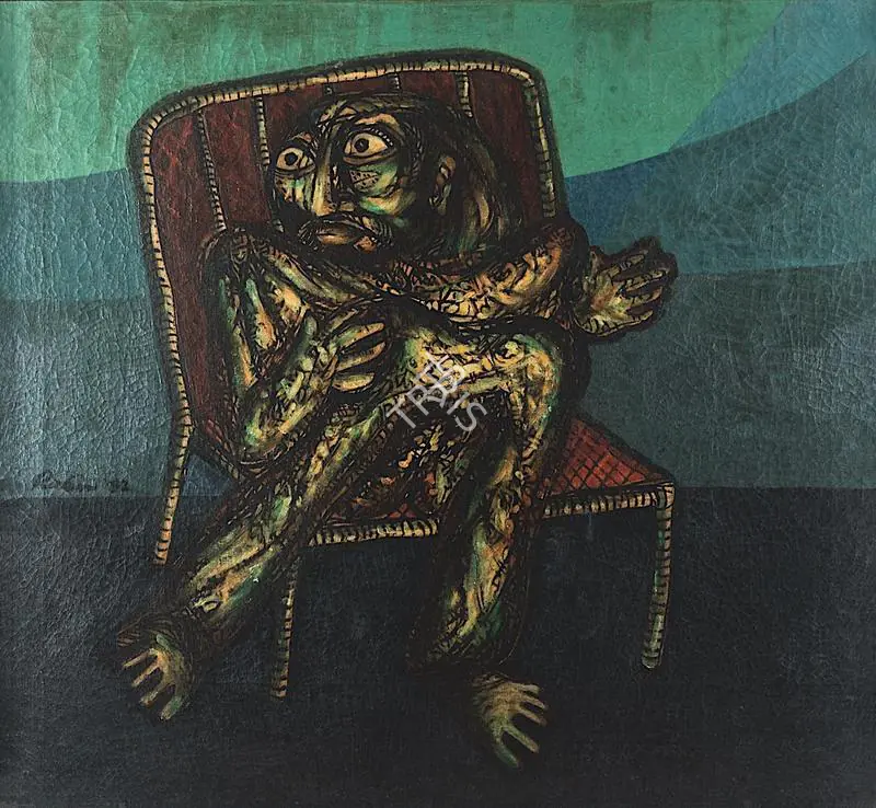 Mondal, Rabin (Artist). Man Horrified. Oil on canvas, 1982 | Painting | FineArts | 00416382