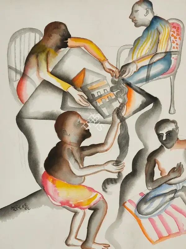 Khakhar, Bhupen (Artist). Untitled (Four Men), 1995 | Painting