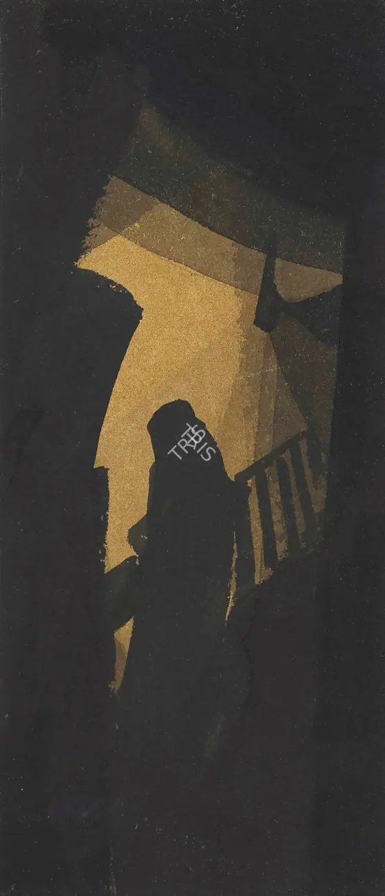 Tagore, Gaganendranath (Artist). Untitled (Woman on Staircase). Watercolour and ink on paper, c.1920 | Painting | FineArts | 00645680