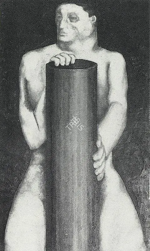 Patwardhan, Sudhir (Artist). Man With Cylinder. 1976 | Art Heritage 9, 1989-1990 | Drawing | FineArts | 00530302