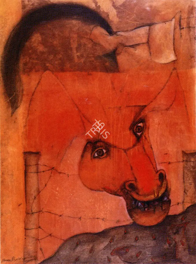 Parekh, Manu (Artist). Untitled. Charcoal, graphite, acrylic and earth colour on rice paper mounted on board, 1995 | Drawing | FineArts | 00371908