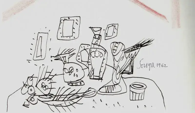 Souza, F.N. (Artist). Still Life with Mirrors, 1962 | Drawing