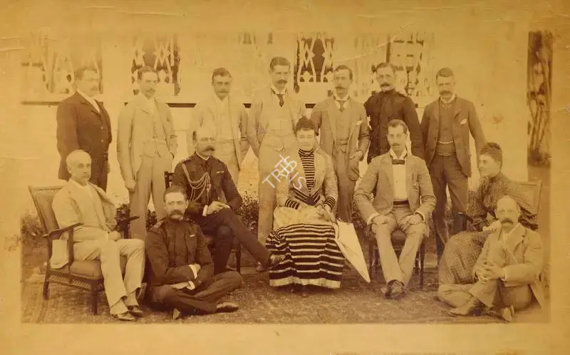 Dayal, Lala Deen (Photographer). Royal Party and Suite - From the album 'H.R.H. Prince Albert Victor's Visit Hyderabad (Deccan) November 1889. Lala Deen Dayal State Photographer, Secunderabad and Indore O.I.'. Albumen print pasted on mount, November 1889 | Antiquarian Photograph | Photography | 00115328