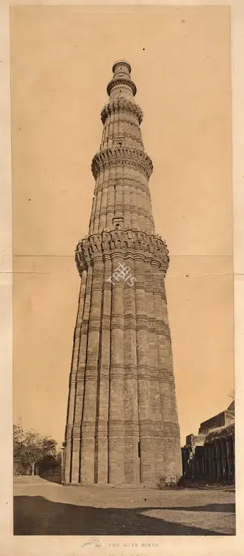 Shepherd, Charles (Photographer). The Kutub Minar. View from the West, Delhi. Albumen print pasted on mount, c.1865 | Antiquarian Photograph | Photography | 00116263
