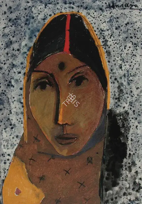 Husain, M.F. (Artist). Untitled (Portrait Of A Woman), 1957-1958 | Painting