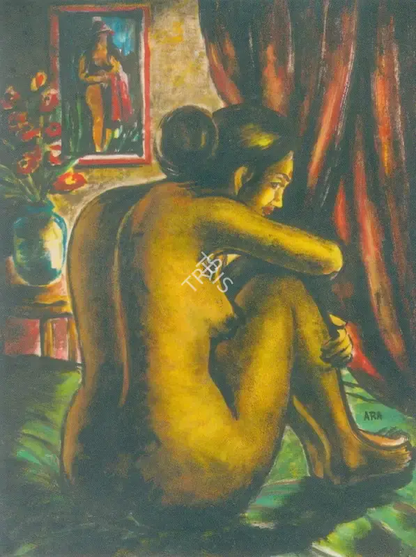 Ara, K.H. (Artist). Seated Female Nude, n.d. | Painting