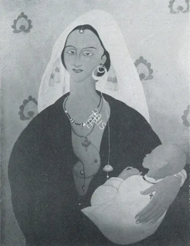 Chughtai, M.A.R. (Artist). Maternity. n.d. | Marg, December 1953 | Painting | FineArts | 00673997
