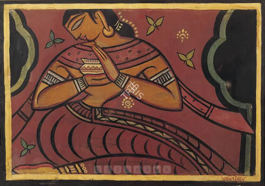 Roy, Jamini (Artist). Gopini With Offering. Tempera, early 1930s | Painting  | 00877525