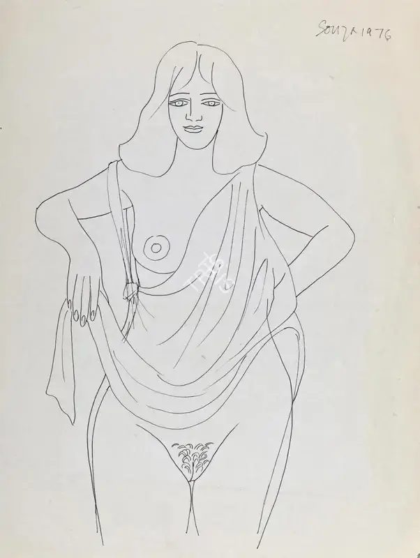 Souza, F.N. (Artist). Untitled (Nude), 1976 | Drawing