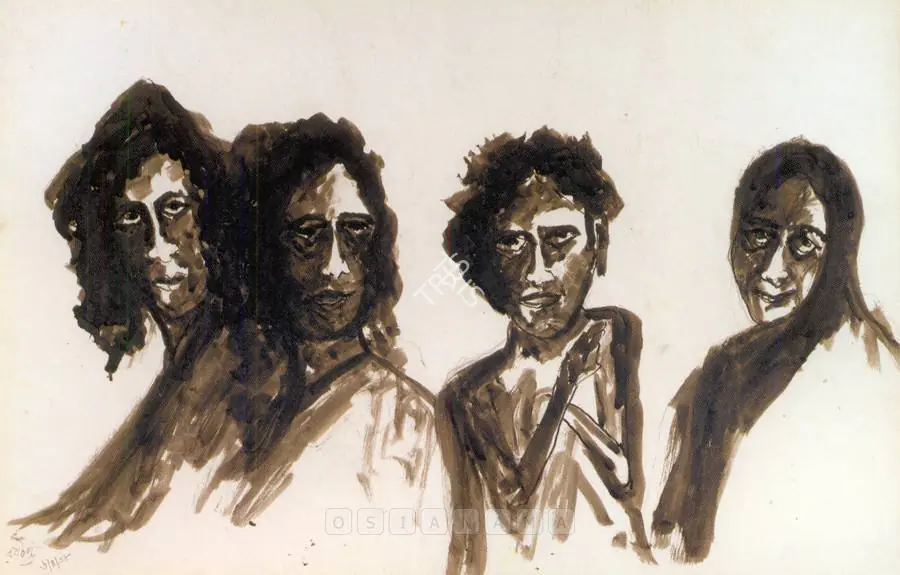 Tagore, Rabindranath (Artist). Untitled (Four Figures). Ink on paper, 1938 | Drawing | FineArts | 00755641