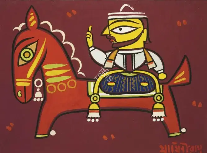 Roy, Jamini (Artist). Untitled (Man On Horseback), early 1980s | Painting