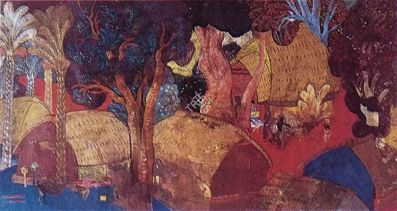 Dhanapal, S. (Artist). Village, 1952 | Painting