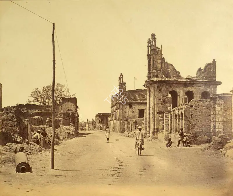 Beato, Felice (Photographer). The Cawnpore Road - taken from the Cawnpore Battery in the Residency - India after Mutiny. Albumen print hinged on thin paper, March-April 1858 | Antiquarian Photograph | Photography | 00116282
