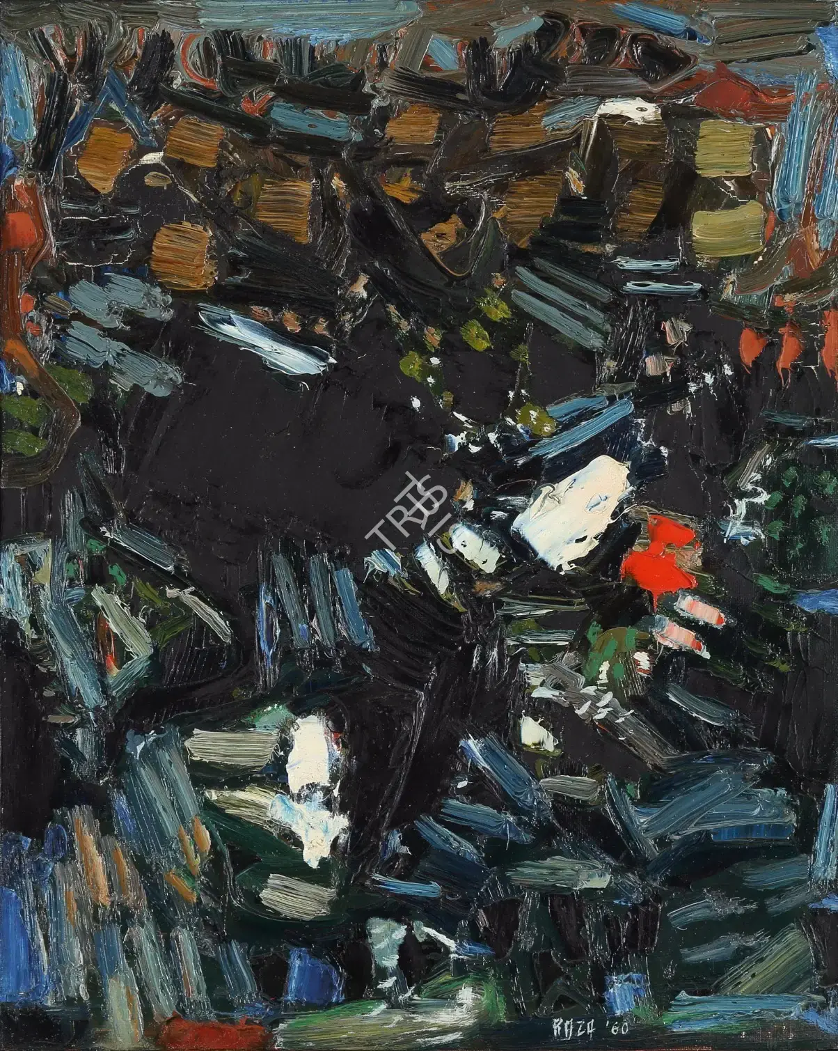 Raza, S.H. (Artist). Paysage Nocturne, 1960 | Painting