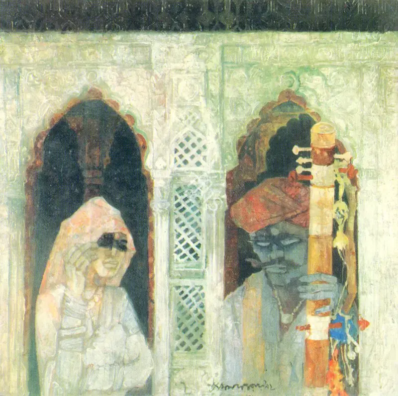 Ray, Shyamal Dutta (Artist). Singer (Rajasthan Series). Oil on canvas, 1992 | Painting | FineArts | 00373739
