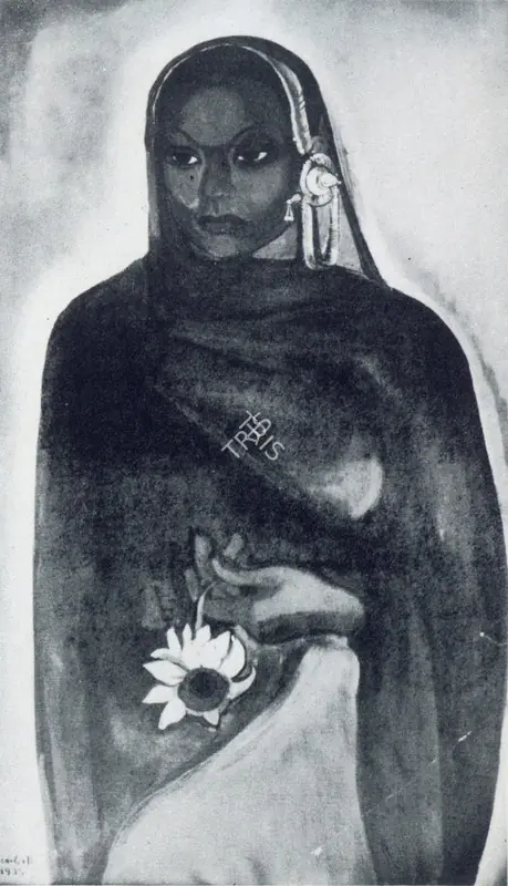 Sher-Gil, Amrita (Artist). Woman with the Sunflower. 1935 | Marg, March 1972 | Painting | FineArts | 00674468