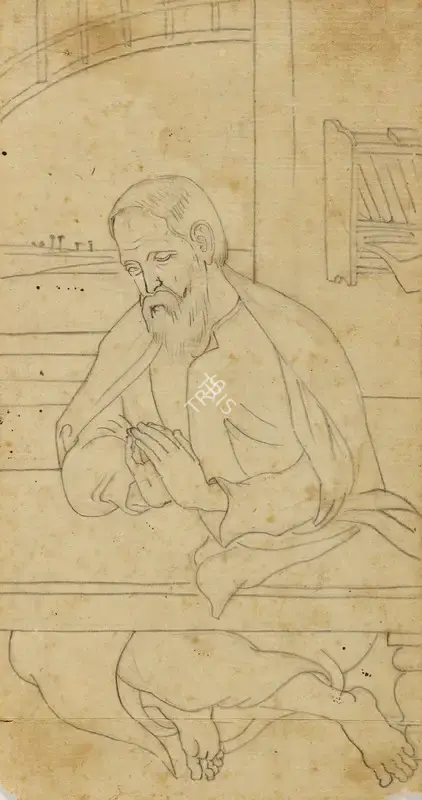Bose, Nandalal (Artist). Untitled (Preparatory sketch of Charles Freer Andrews), 1971 | Drawing