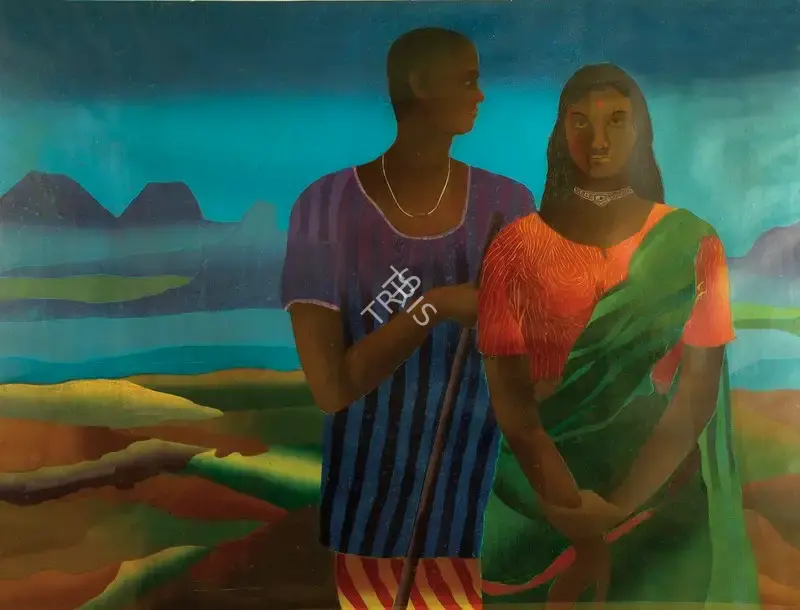 Das, Swapan Kumar (Artist). Couple in Landscape, 1991 | Graphic Art