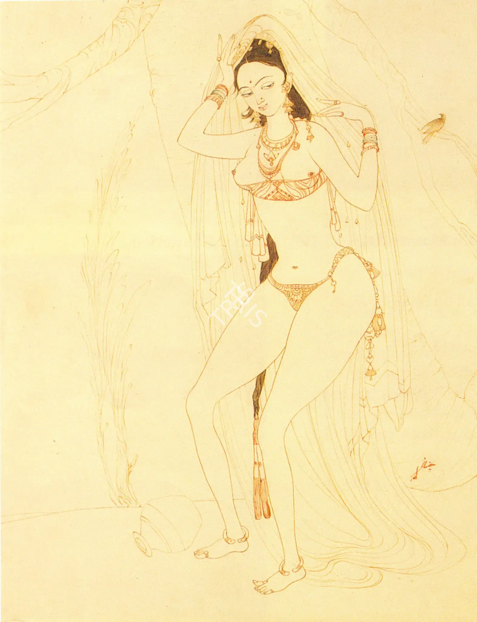 Chughtai, M.A.R. (Artist). Yakshi. Wash on paper, n.d. | Drawing  | 00877159