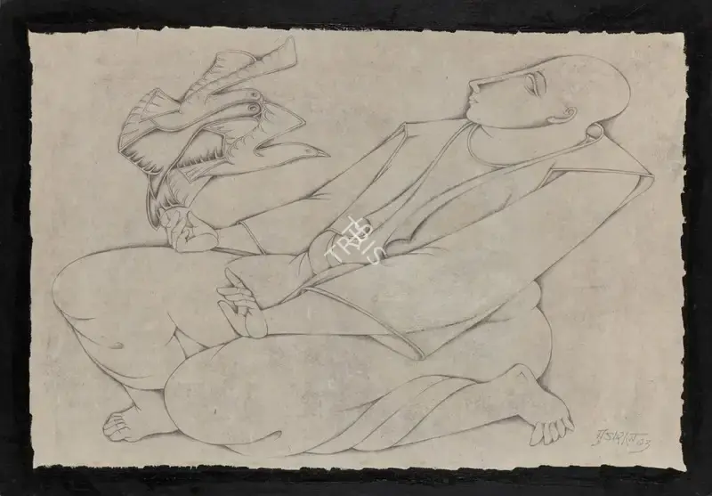 Gujral, Satish (Artist). Untitled. Pencil on rice paper pasted on plywood, 2003 | Painting | EconomicsArt | 00869478