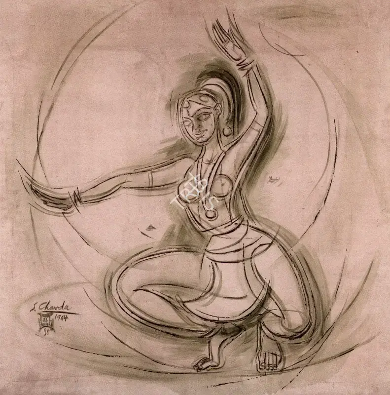 Chavda, Shiavax (Artist). Bharata Natyam Dancer, 1964 | Painting