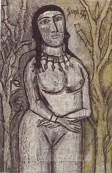 Souza, F.N. (Artist). Standing Nude, 1954 | Painting