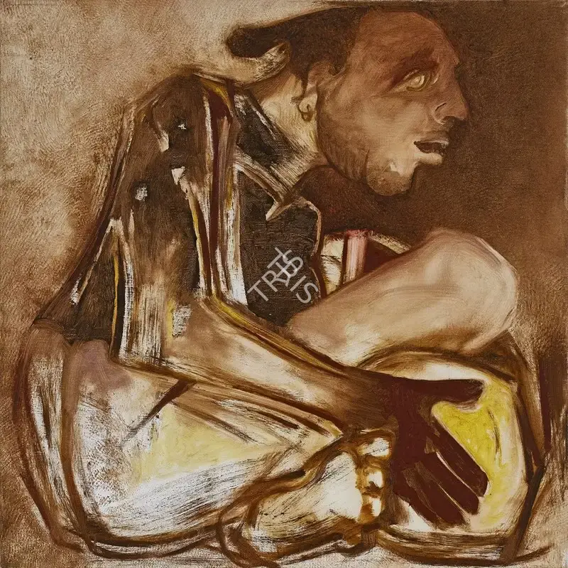 Khanna, Krishen (Artist). Mridangan Player, n.d. | Painting