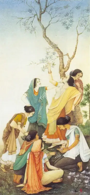 Roy, Pranay Ranjan (Artist). Festival of Spring. Watercolour heightened with bodycolour, n.d. | Painting | FineArts | 00373619
