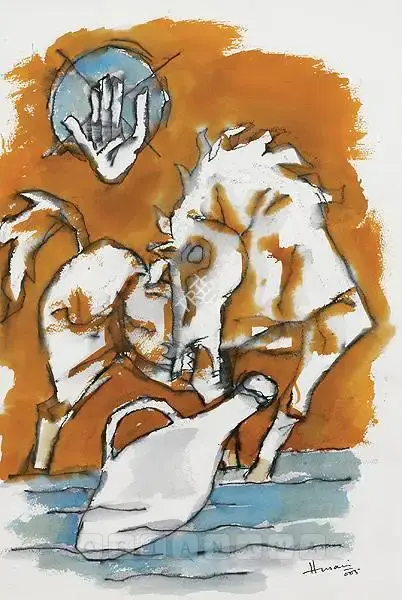 Husain, M.F. (Artist). At The Banks Of The Furaat, 2005 | Painting