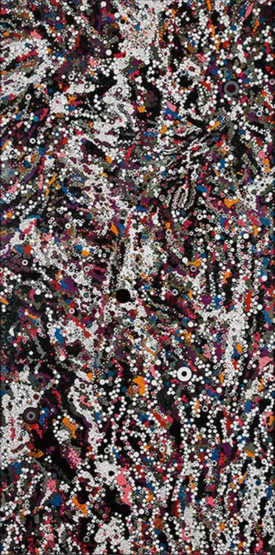 Kher, Bharti (Artist). Smackdown Vs Raw. Bindis on aluminium composite panel, 2006 | Collage | FineArts | 00332719