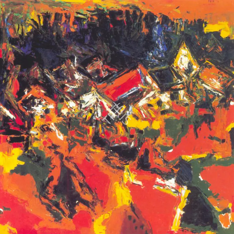 Raza, S.H. (Artist). Paysage Rouge, 1959 | Painting