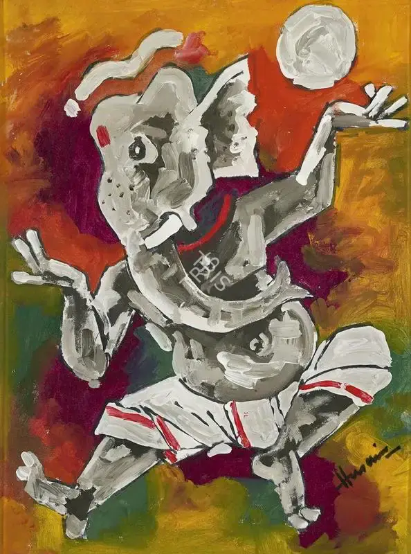 Husain, M.F. (Artist). Untitled (Dancing Ganesh), 1990 | Painting