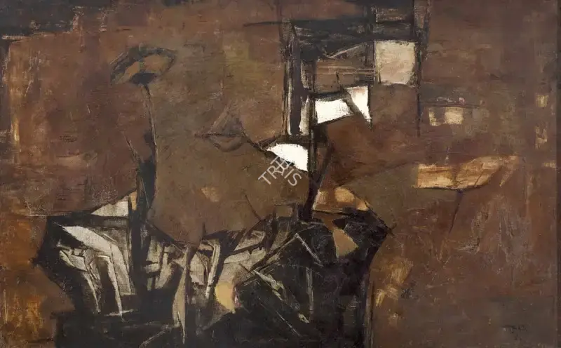 Ramkumar (Artist). Black Forms. Oil on canvas, 1961 | Painting | EconomicsArt | 00872002