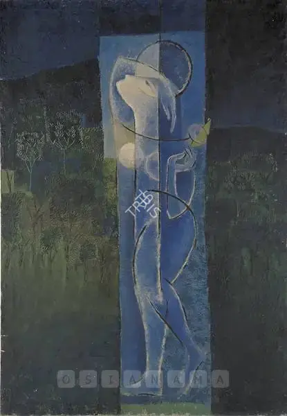 Kar, Sanat (Artist). Radha In Moonlight. Oil on canvas, 1963 | Painting | FineArts | 00600200